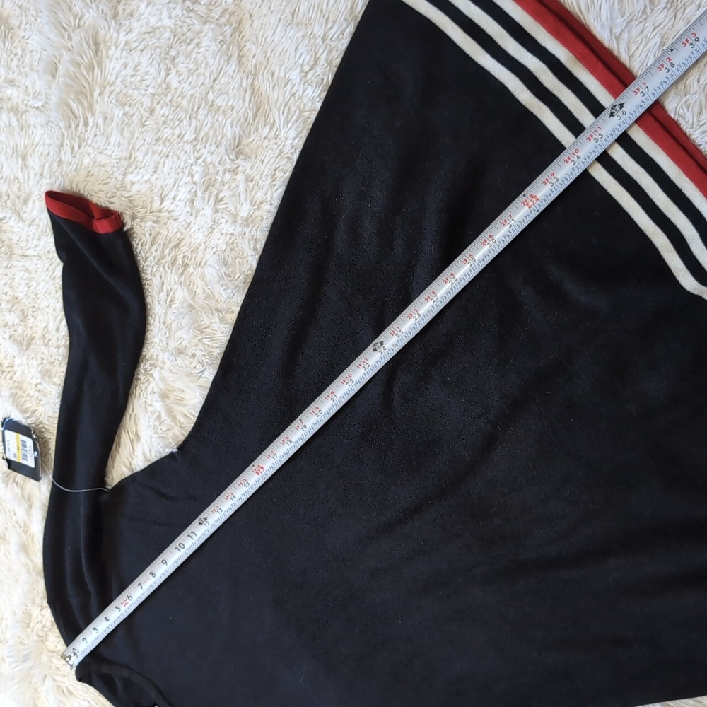 NWT JH Black Knit A Line Sweater Dress With Contrast Striped Hems Size Medium - Picture 12 of 12